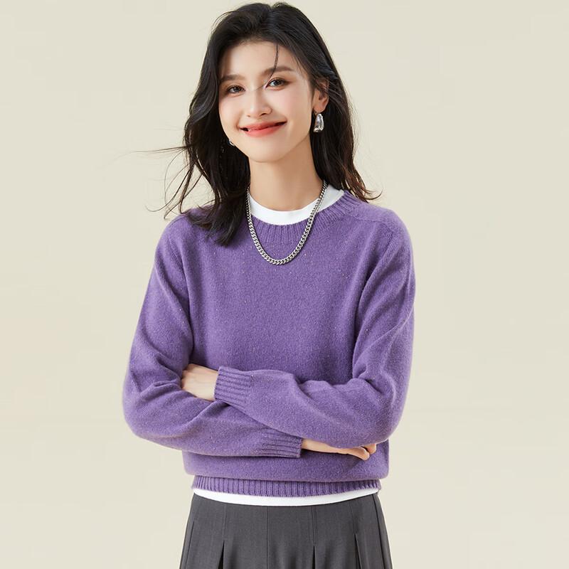 Jinjü Women's Seamless Flecked Lambswool Crew Neck Sweater