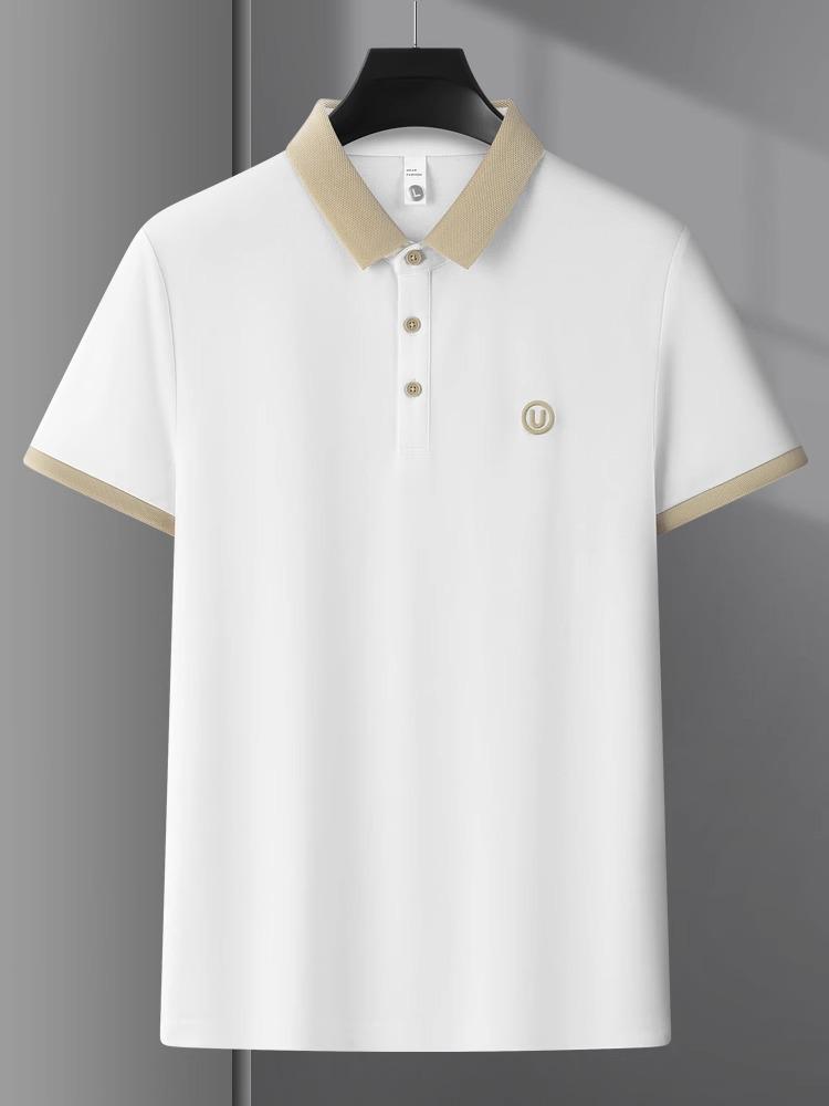 Мужская рубашка поло с коротким рукавом: Летняя повседневная легкая роскошь с вышитым лацканом для модных пап