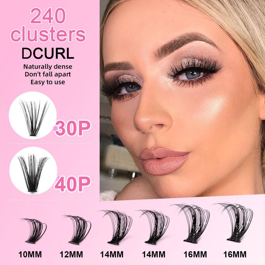 Одинарные пучки DIY накладные ресницы Большая емкость 30P + 40P Ресницы Самоклеящийся набор клея для ресниц