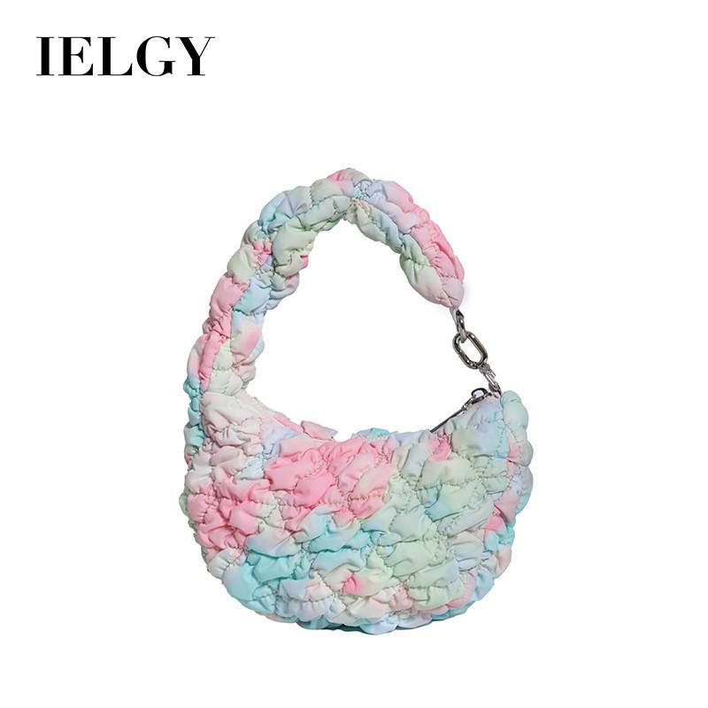 Ielgy Cloud Bag Pleated Soft Down Bag Nylon Handbag