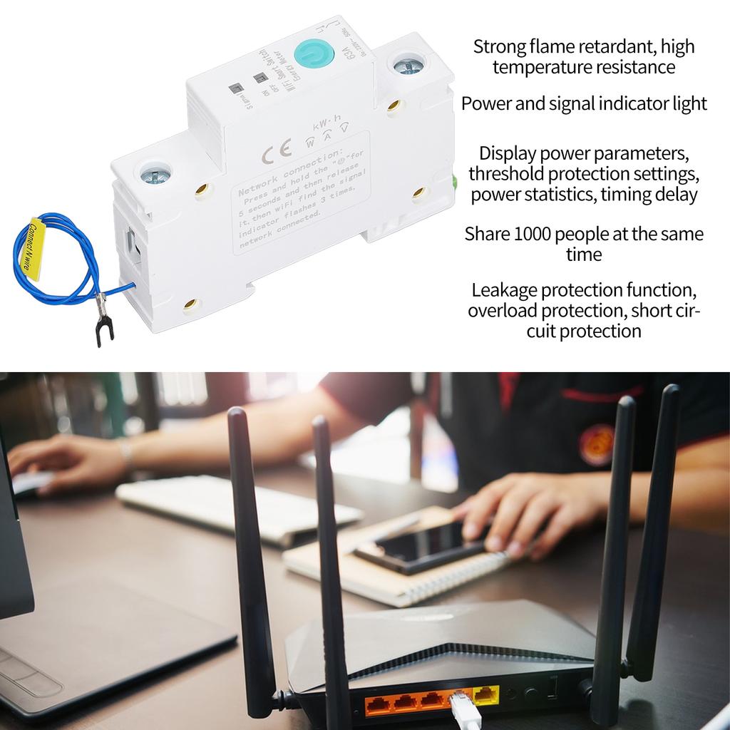 Wifi Smart Circuit Breaker Switch Energy Power Meter DIN Rail for Ewelink APP Wireless Control AC230