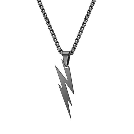 Men Pendant Necklace Unisex Chain Solid Color Thunder Flash Shape Neck Decoration Hip Hop