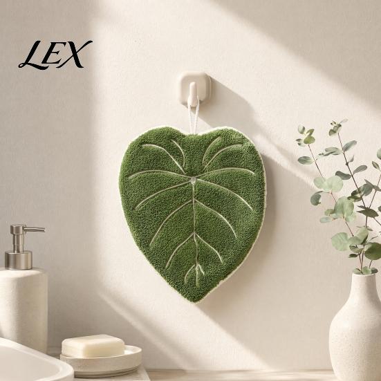 Super Absorbent Hand Towel Leaf Shape Towel, Soft with Hanging Loop, Thickened Coral Velvet Cute Maple Ginkgo Design for Kitchen Bathroom Drying