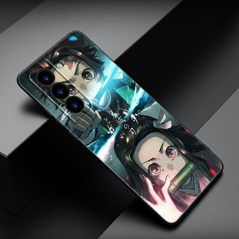 Чехол для телефона Demon Slayer Nezuko с аниме для Samsung Galaxy S22 Pro S21 S20 FE Ultra S10 Lite S10 S10E S9 S8 Plus, мягкий черный чехол