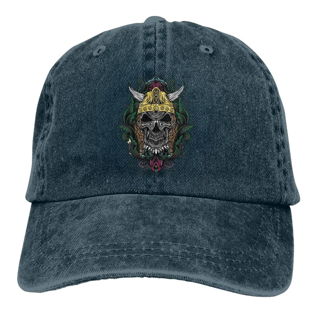Adjustable Solid Color Baseball Cap Viking Skull Washed Cotton Sports Woman Hat
