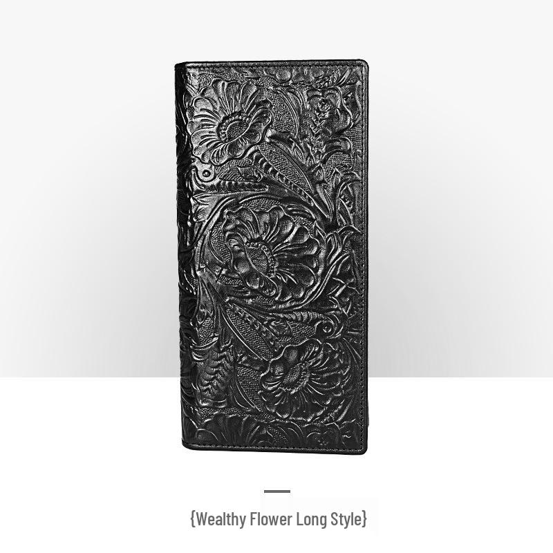 Мужской ретро кошелек из тисненой кожи – длинный, с тиснением под крокодила, с отделениями для нескольких карт и монетницей.