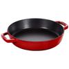 Staub Handle Frying Pan Cherry Skillet Both Hands Cast Enamel IH Compatible Japanese Double Handle Frying Pan "Double 26cm" [Authorized Product]