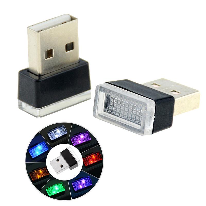 Мини-USB-светильник, светодиодный моделирующий автомобильный окружающий свет, неоновая подсветка салона, ювелирные изделия для автомобиля (7 видов световых цветов)