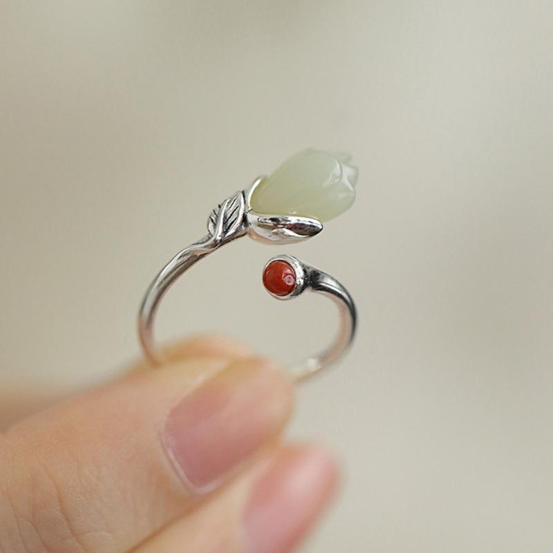 925 Silver Wada Flower Opening Ring 2025 Adjustable Ring Guofeng New Chinese Jewelry 2026