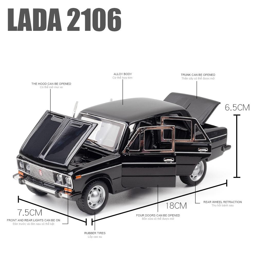 1/24 Российская LADA 2106 Металлическая модель автомобиля Игрушка Литье под давлением Металл Инерционный Музыка Свет Автомобильные игрушки для детей Транспортное средство