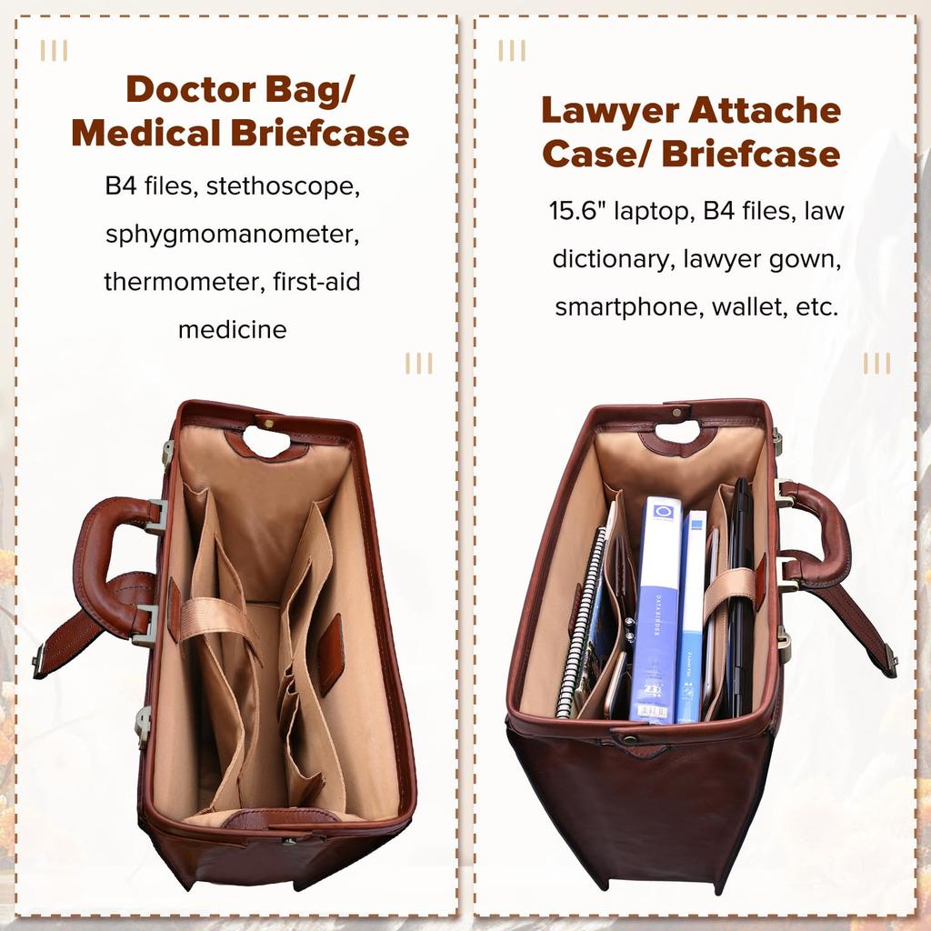 Doctor Business Genuine Leather Dulles Briefcase for Large Tote Attache Inch PC Storage [Bannus] Bag, Men's Bag, Bag, Men, Capacity, Bag, Case,