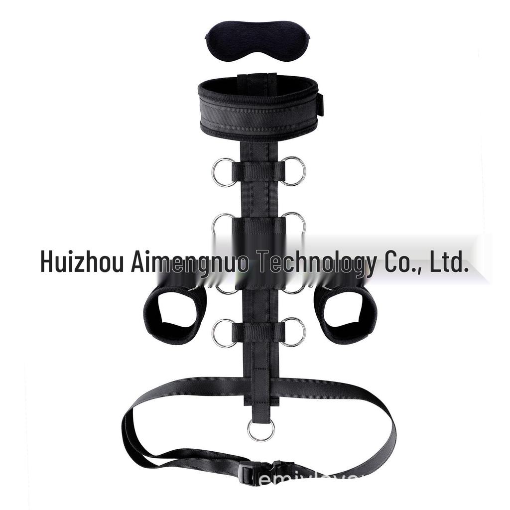 Набор для бондажа с девятью кольцами: Наручники, Ошейник, Поясной ремень, Маска для глаз, Фиксирующие ремни, Губчатый материал.