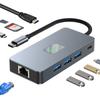 USB-C хаб 9-в-1 с HDMI 4K/60 Гц, док-станция USB-C, корпус из алюминиевого сплава, порт Ethernet RJ45 для ноутбука, ПК, аксессуары