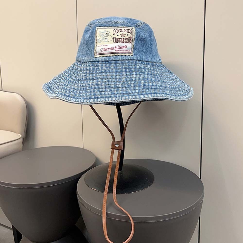 Wide-Brimmed Retro Fisherman Hat Sunshade Sun Protection Basin Cap Denim Bucket Hats Women