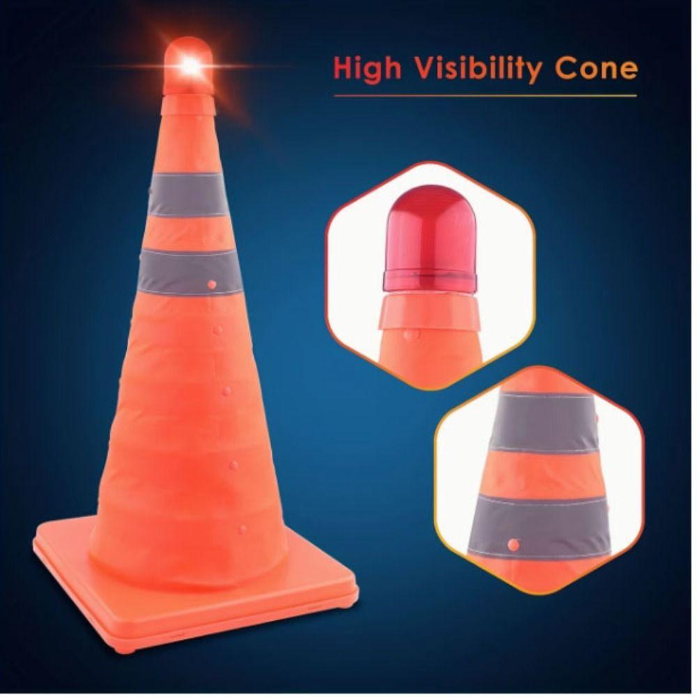 Foldable Design Road Cone Barricades Reflective Stripes Telescopic Folding Cone Traffic Safety