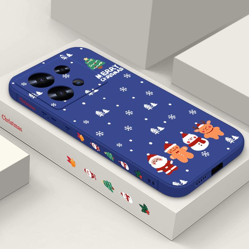 Мягкий тонкий чехол с рисунком рождественской елки для Xiaomi 13T Poco F6 X6 Pro Redmi Note 13 12 Pro 11 10, матовый чехол из ТПУ с ремешком, противоударный чехол для телефона