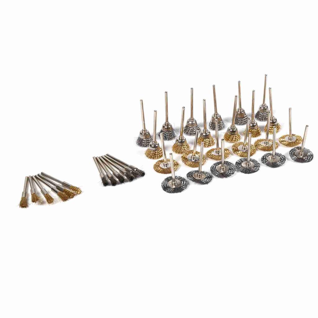 36 шт. Набор щеток из латунной стальной проволоки, ручка, чашка, колесо, полировка, очистка, вращающиеся инструменты, полный комплект