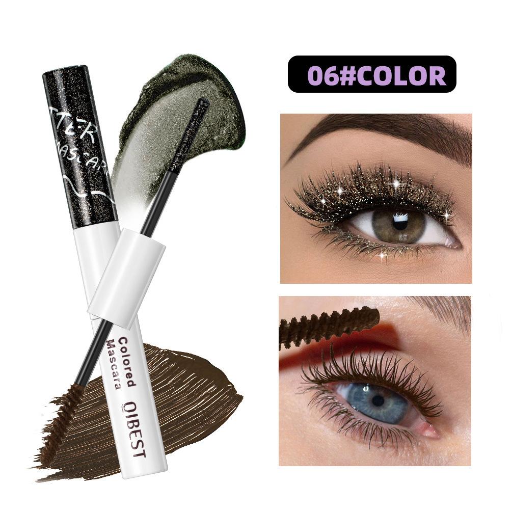 2 In 1 Dual Head Mascara Glitter Shimmer & Matte Color Waterproof Smudge Resistant Lash Makeup 6 Shades