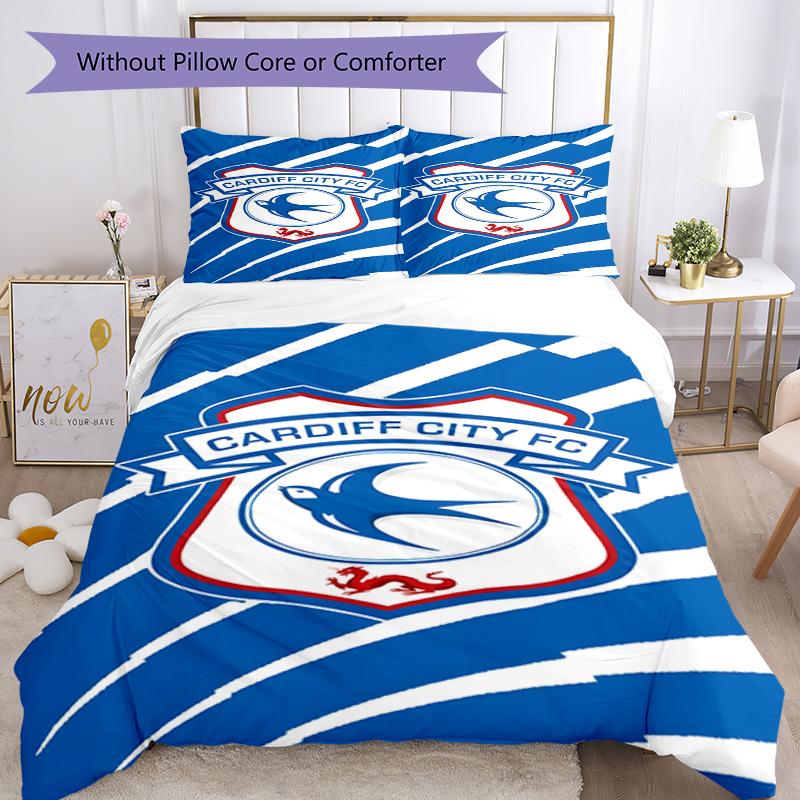 Cardiff Fc Crest Printed Pattern Duvet Cover Set – includes 1 duvet cover and 2 matching pillowcases Bedroom decor Christmas gifts