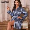 Women's Plus Size Fashion Long Ice Silk Thin Simple Casual Home Wear Sexy Cardigan Bathrobe