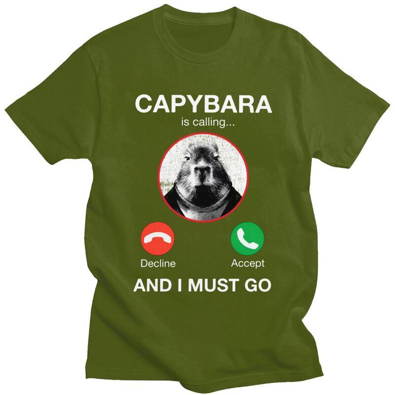 Capybara Is Calling And I Must Go Tshirt for Unisex Short Sleeves T Shirt Fashion Tshirts Pure Cotton Tees Birthday Gift
