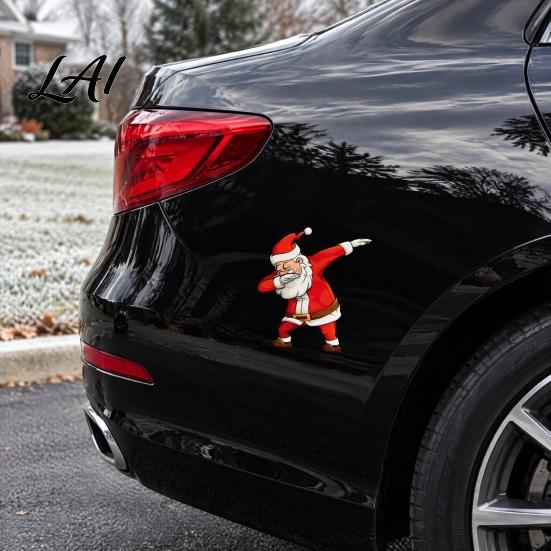 Waterproof Christmas Car Sticker Santa Claus Gesture Sticker PVC Decal Self Decorative Auto for Adhesive Exterior Accessories Body Windows