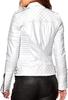 Women's White Lambskin Leather Slim Fit Jackets | Long Sleeve & Zipper Motorcycle Style Leather Jacket
