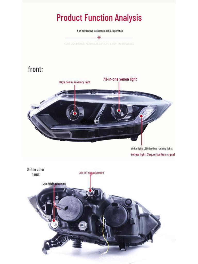 Светодиодная фара Honda 15-18 XRV с дневными ходовыми огнями и биксеноновым проектором