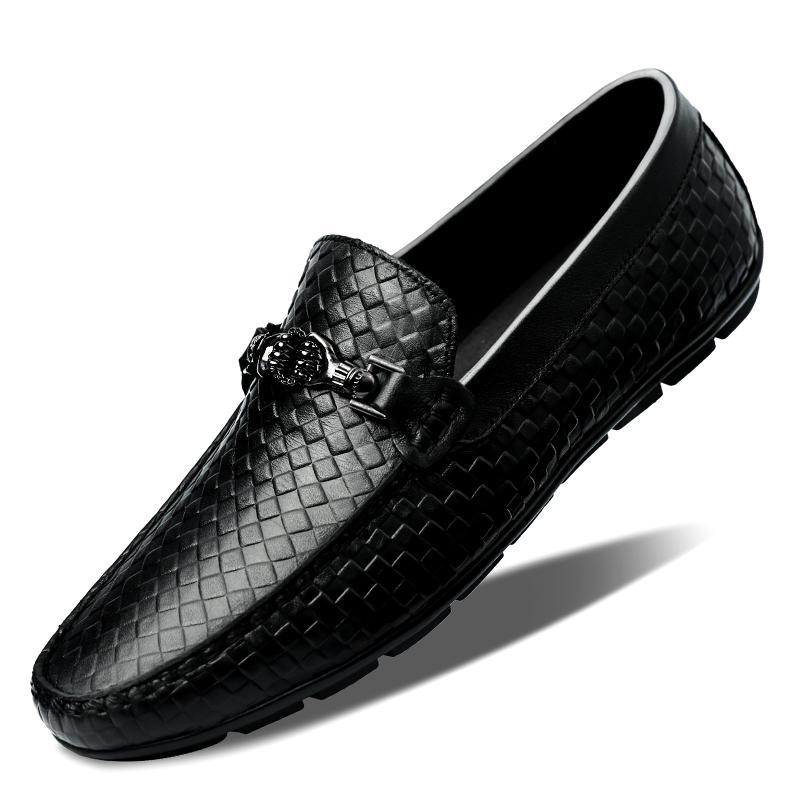 Fashion Luxury Genuine Leather Black Slip-On Loafers Shoes Breathable Comfortable Moccasins Driving Shoes Casual Shoes Mens Dress Shoes