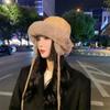 Korean Stye Winter Plush Bucket Hat Keep Warm Women Fisherman Cap Ear Protection Hat Outdoor