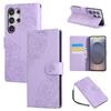 Suitable for S25 edge rose flower phone case, card slot leather case S24/25 embossed three-card protective case A17
