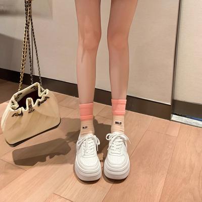 [Шей тот же стиль в наличии] Сеул солнечный день~ Южная Корея кожаная увеличивающая рост платформа повседневная спортивная обувь на доске белая обувь