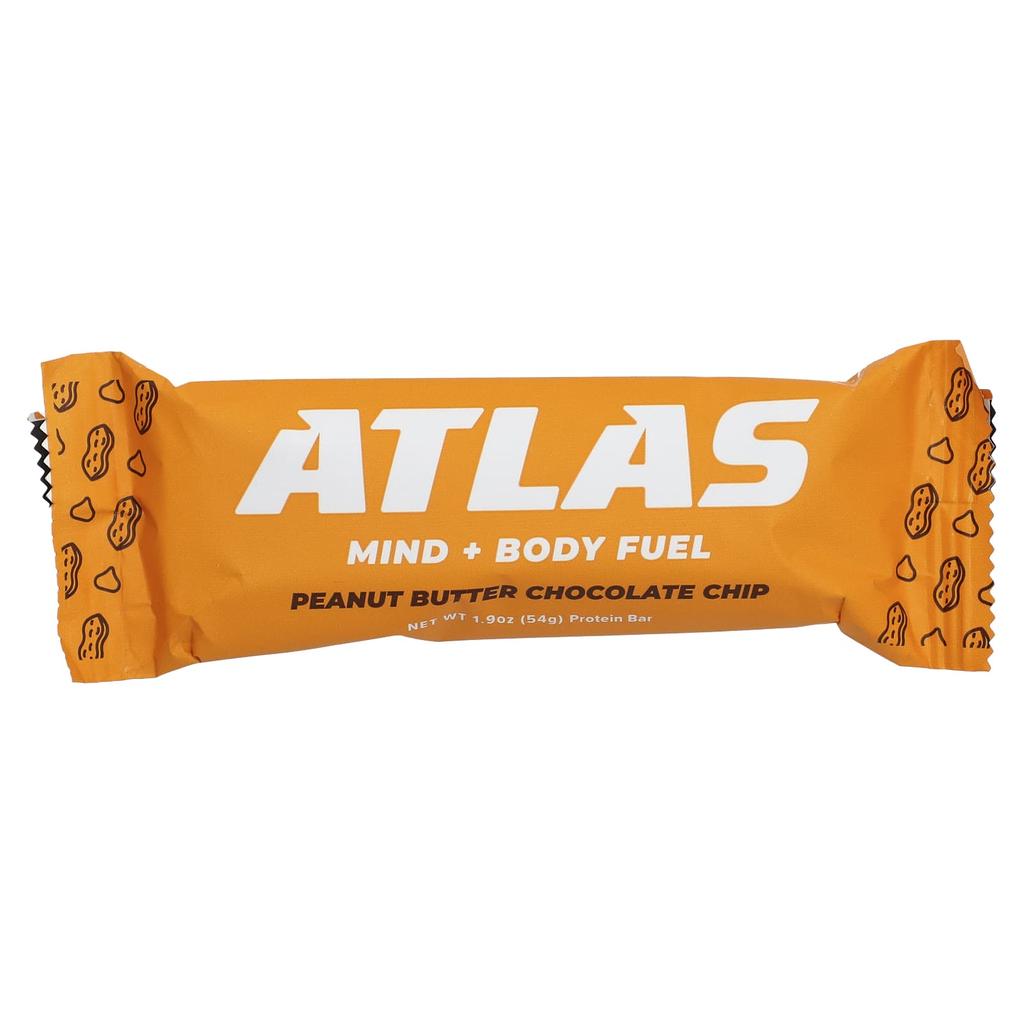 Atlas Bar Grass-fed Whey Protein Bar, Peanut Butter Chocolate Chip, 12 Bars, 1.9 Oz (54 G) Each
