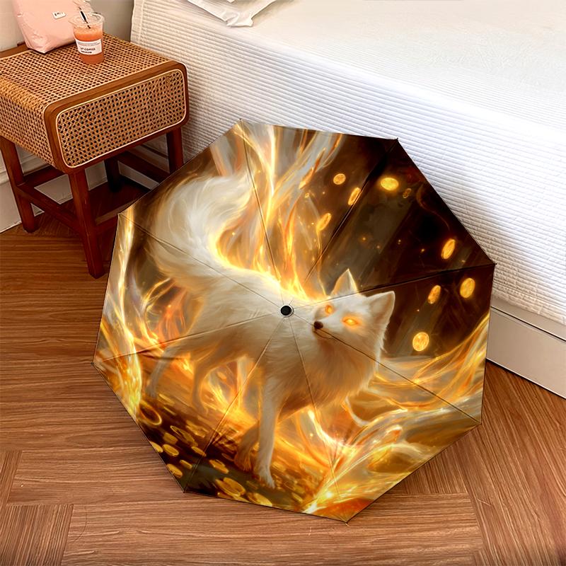Узор с лисами, автоматический складной зонт, портативная и складная конструкция, 8 спиц, рождественский или день рождения подарок.