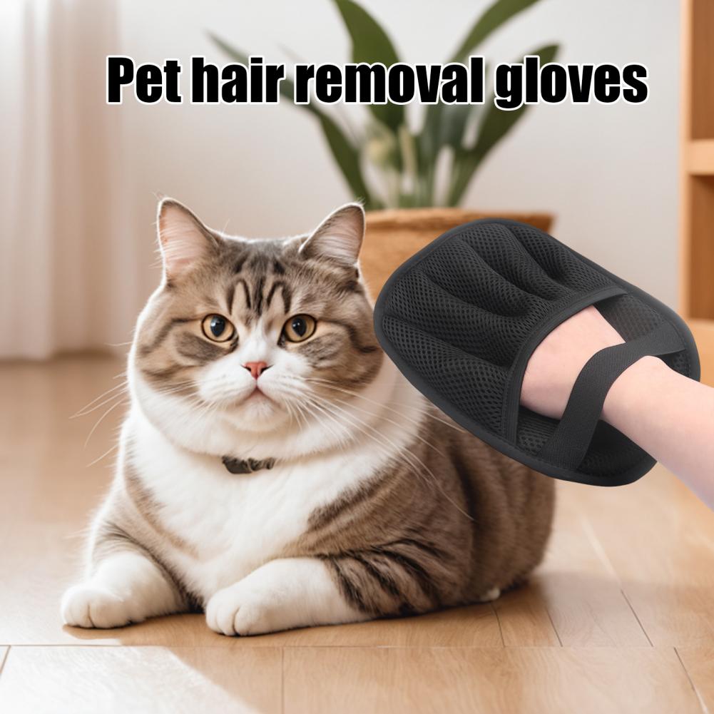 Durable Pet Hair Removal Gloves Gentle Pet Grooming Gloves Dual-sided Pet Hair Remover Gloves for Furniture Car for Deshedding