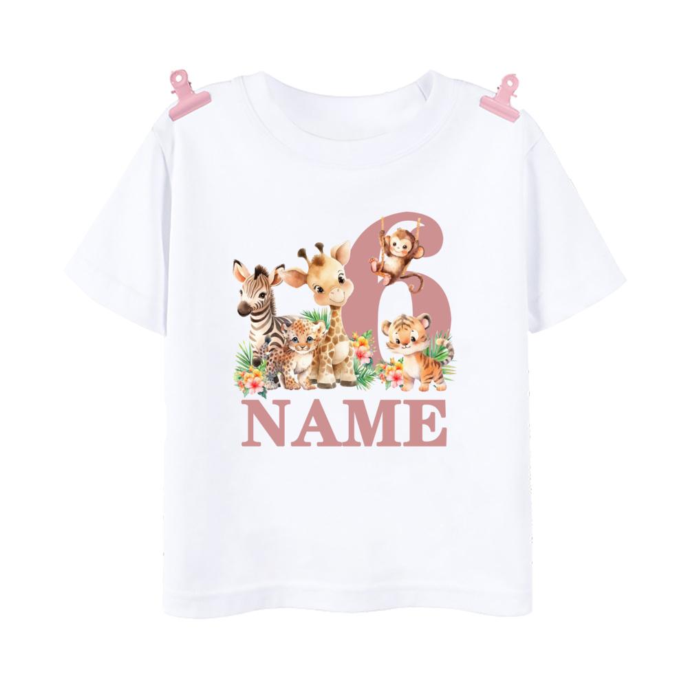 Personalized Birthday Shirt 19 Year Shirt Wild Tee Girls Wild Jungle Theme Party Tshirt Animal with Name Outfit Kids Tops Gift