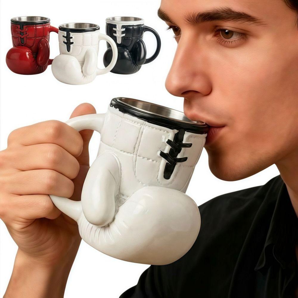 Double Wall Coffee Cup with Handle Water Cup Personalized Boxing Glove Mug  Men Boy Gifts