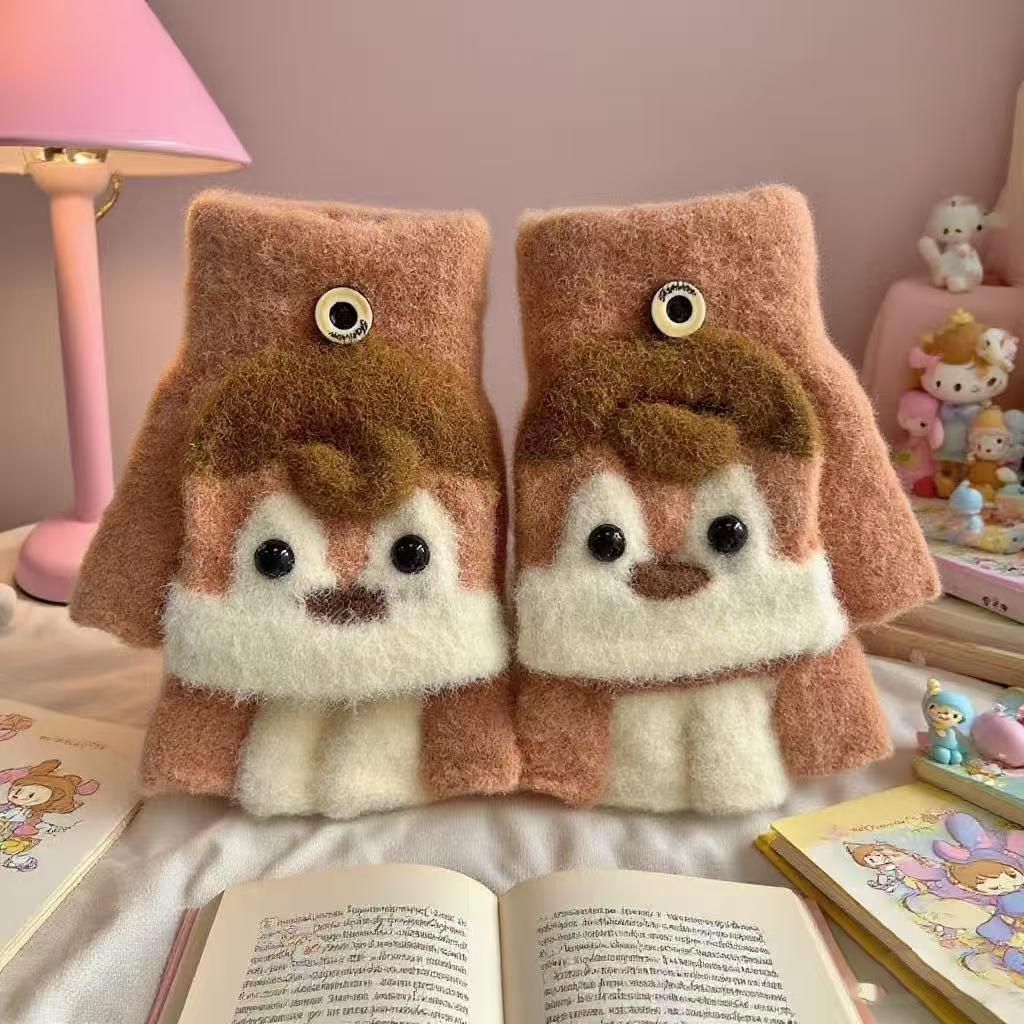 Зимние мультяшные варежки-митенки с пингвинами для студентов: Полупалые, Защищающие от холода для мужчин, женщин и детей