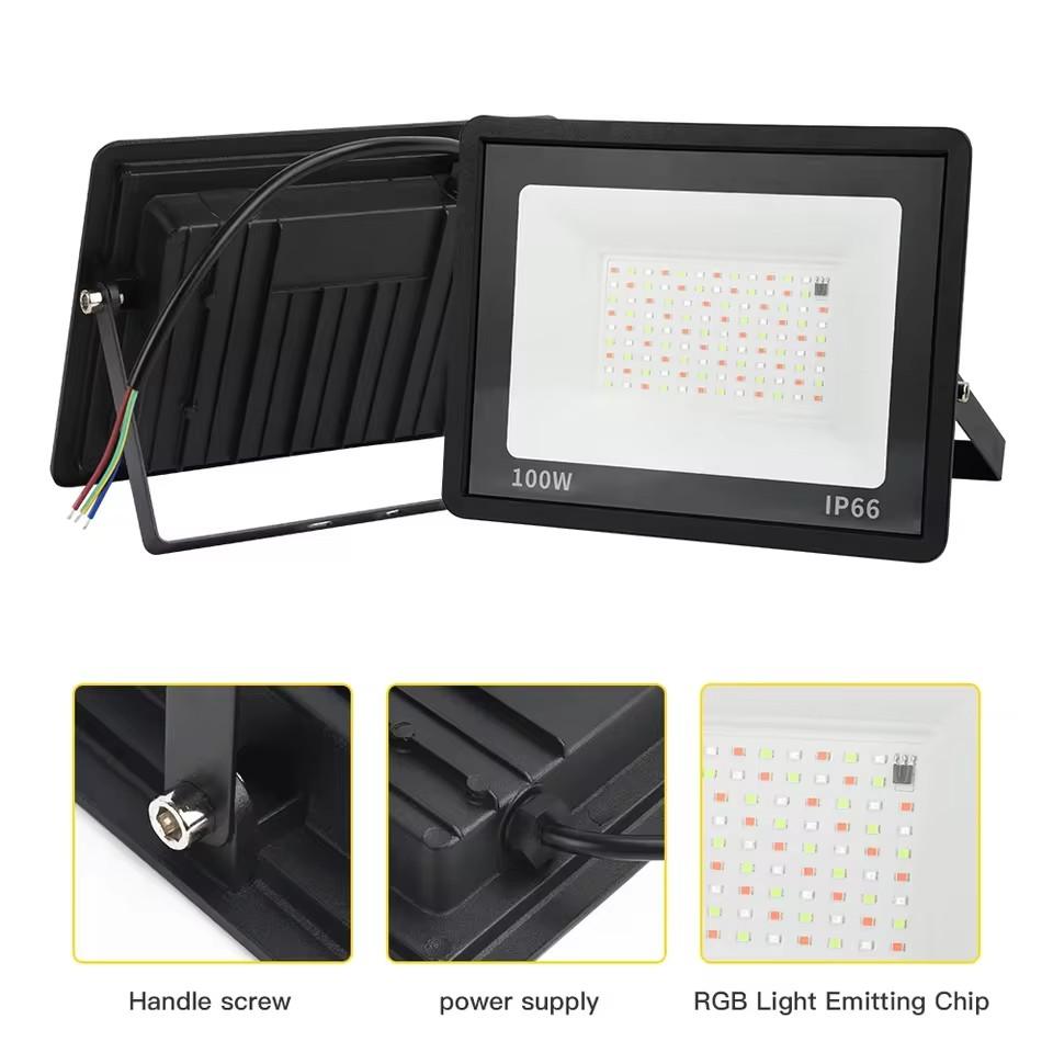RGB Flood Light Outdoor Waterproof Led Floodlight RGB Reflector Spotlight Lamps with Remote Control for Garden Decor Lighting