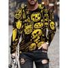Halloween Horror Pattern Print Pullover Autumn Winter Men's Casual Long Sleeve Crewneck Sweatshirt Streetwear Harajuku Menswear