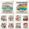 Spring Floral Pillow Cover Printed Sofa Cushion Cover Blue Truck Bedroom Cushion Cover