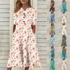 Women's V-neck Short Sleeve Dress Print Casual Dress With Pockets