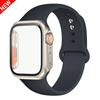 Силиконовый ремешок+Чехол для Apple Watch Band 44 мм 45 мм 41 мм 40 мм Закаленное стекло Cover Изменить на Ultra iWatch Series 9 8 7 SE 6 5 3