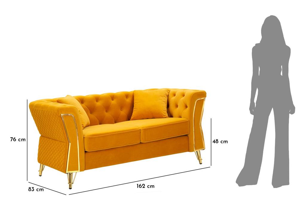 Sofa Emy Mustard With Cushions Cm 162X83X76