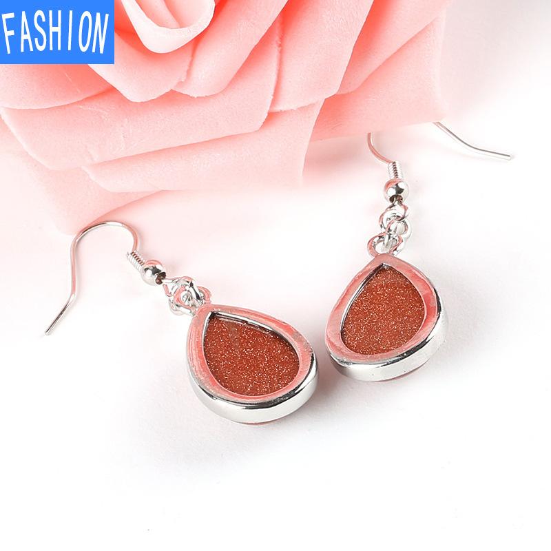 Европейские и американские модные женские серьги с каплями воды, женские серьги с натуральными полудрагоценными кристаллами, простые серьги