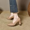 Pointed High Heels Women's 2025 Autumn British Style Shallow Mouth Commuter Work Shoes Two High Cowhide Women's Single Shoes