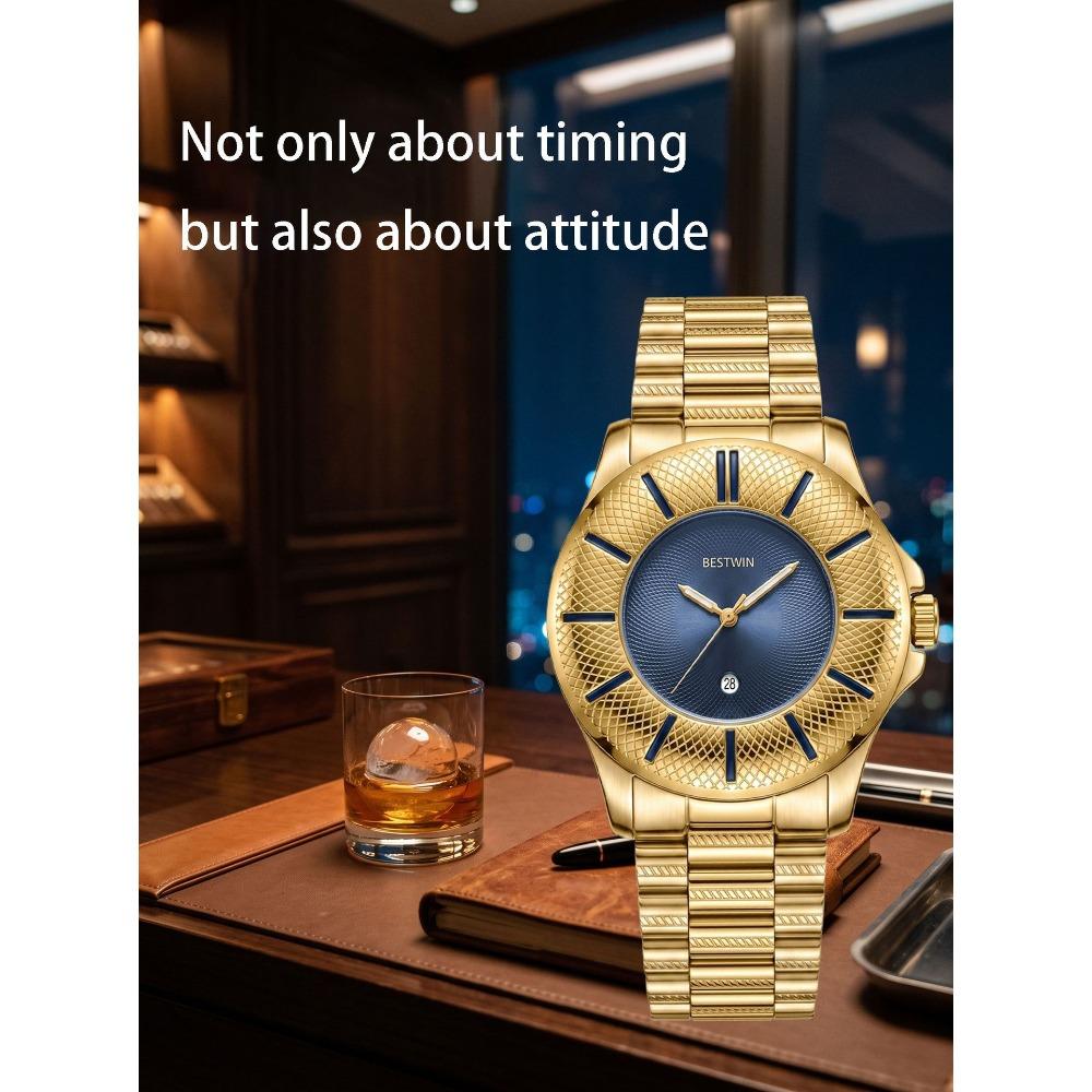 Men's Snake Pattern Quartz Watch Fashion Waterproof Luminous Trendy Wristwatch for Men