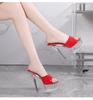 Женские босоножки на платформе, модные, для ночного клуба, высокий прозрачный каблук 13 см/15 см, лакированная кожа LFD-190-A76