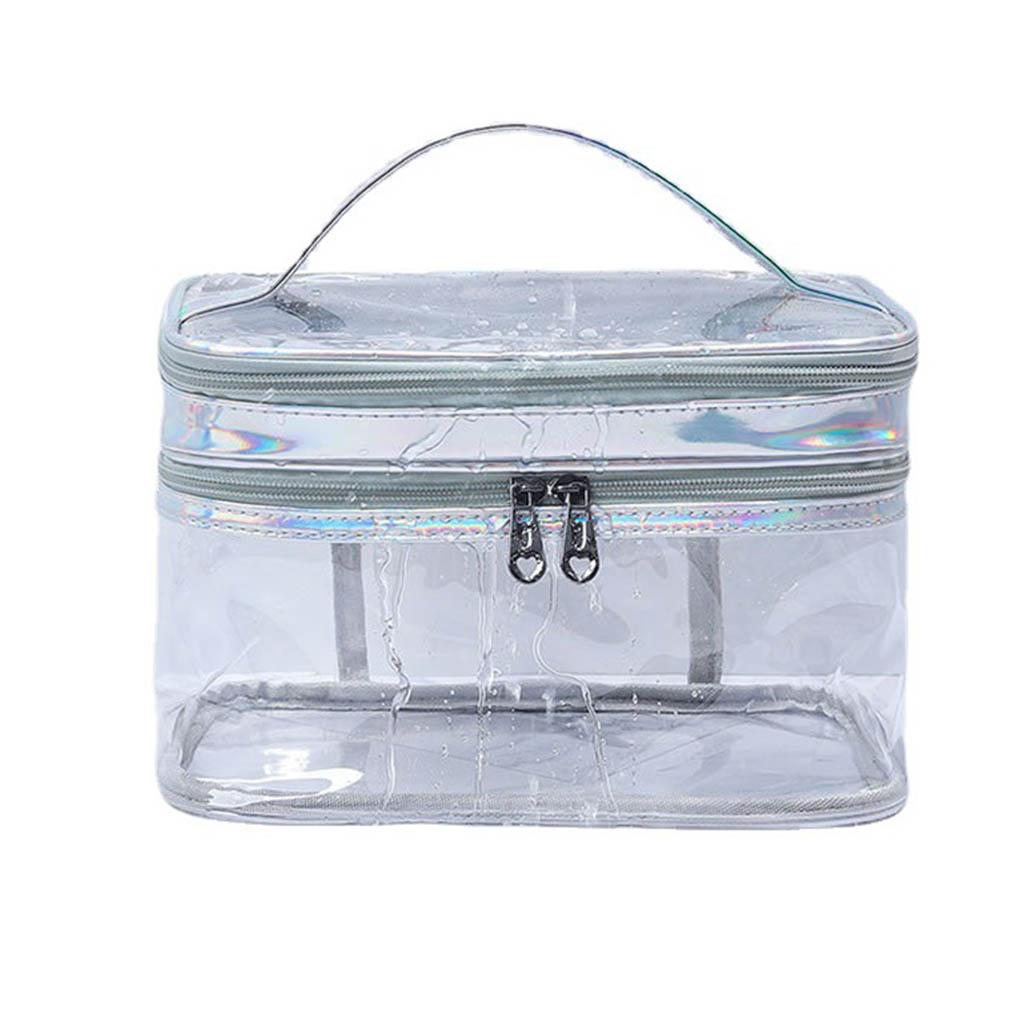 Portable Clear Makeup Bag 2 Layers Zipper Cosmetics Bags Travel Storage Pouch