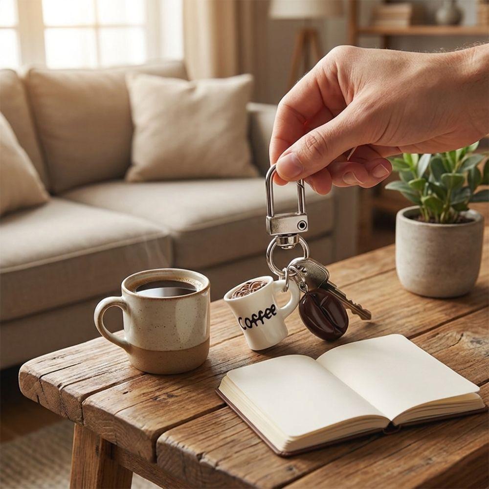 Simulation Coffee Cup Keychain Miniature Realistic Coffee Pendant for Luggage Zippers